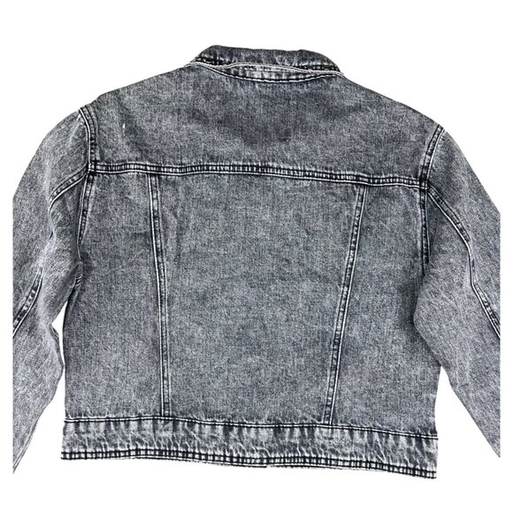 Rebecca Minkoff Womens Cropped Black Denim Jacket W/ Button Front Size Medium - Picture 11 of 14